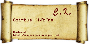 Czirbus Klára névjegykártya