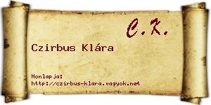 Czirbus Klára névjegykártya